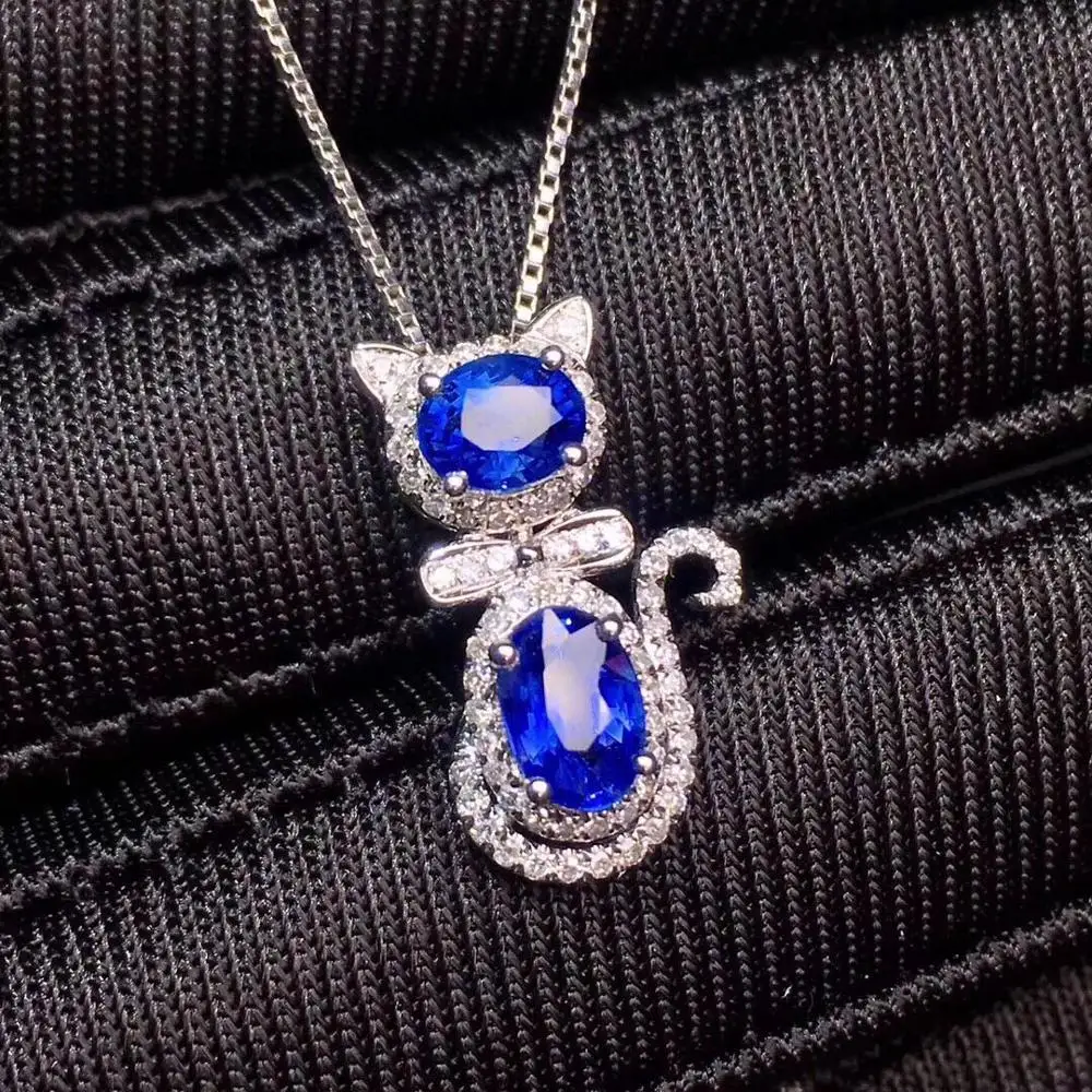Сапфировая подвеска Настоящее чистое 18 K золото ювелирные изделия натуральный Королевский синий сапфир 1ct подвески для милое Женское Ожерелье
