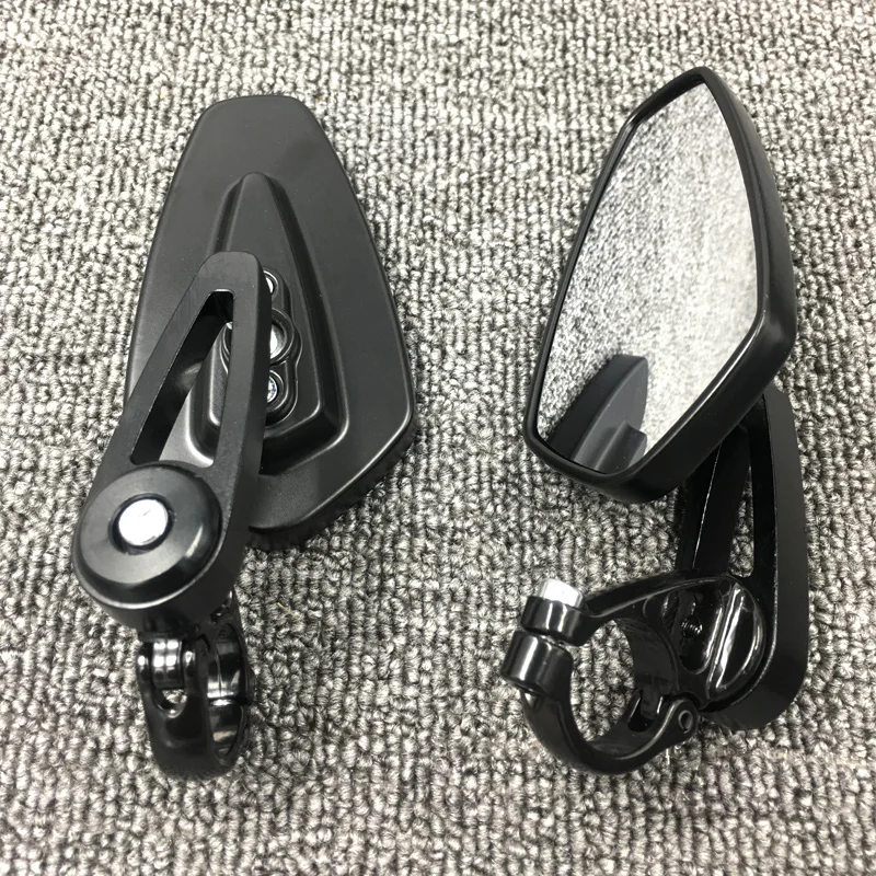 Motorbike Aluminum Rear View Black Handle Bar End Side Rearview Mirrors (6)