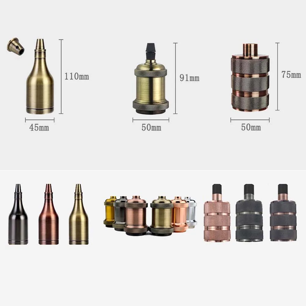 Vintage Power Cords EU Plug With Line Switch E27 LED Lights Edison Bulbs Incandescent Lamps Socket Twisted Wire Cord Lamp Hoder