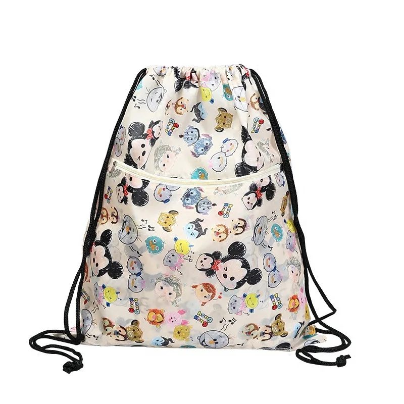 

Disney cartoon children backpacks diaper bag waterproof Mickey printing drawstring backpack folding portable bag for travel