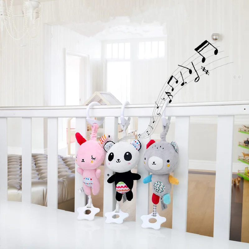 

Baby Stroller Accessories Plush Cartoon Baby carriage pendant rattle for newborn Teether cart doll Baby Toy Pendant