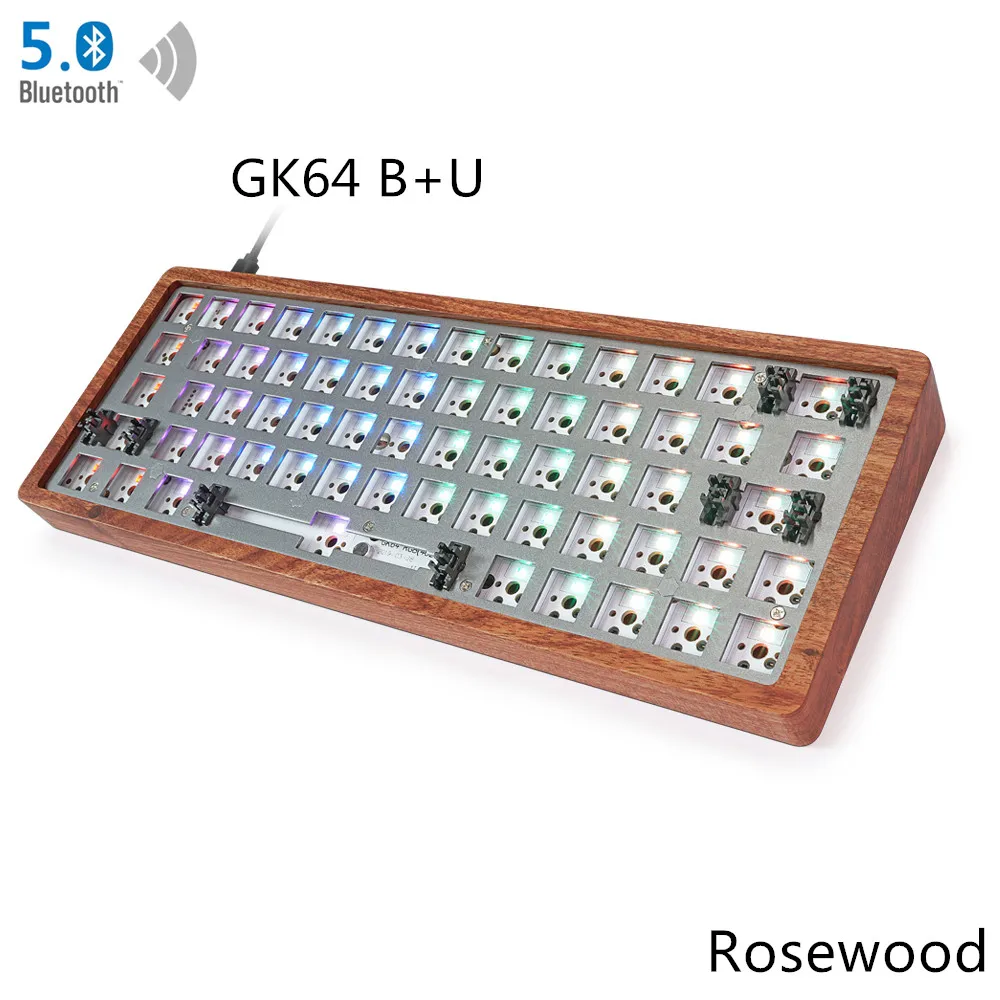 Buy GK64 S Kit de teclado GK64 GK64S caja de madera CNC placa PCB con cable Bluetooth 2 vendidos