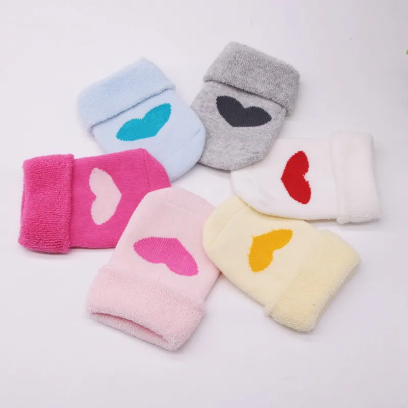 Baby Boys Girls Thickening Cotton Heart Print Cartoon Anti-slip Floor Socks Hot Newborn Winter Autumn Warm Soft Clothes Socks