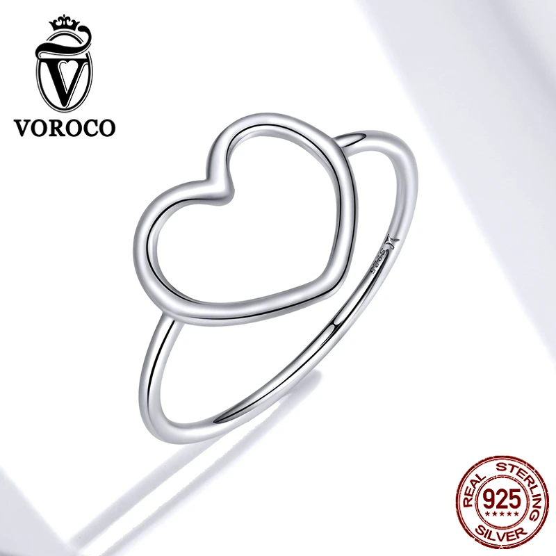 VOROCO BKR641 925 пробы простые кольцо в форме сердца Размеры 678 Для женщин