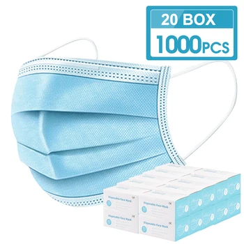 

1000Pcs Disposable Mask 3 Layer Nonwove Filter Face Mouth Mask safe Breathable dustproof Mascarillas Masks