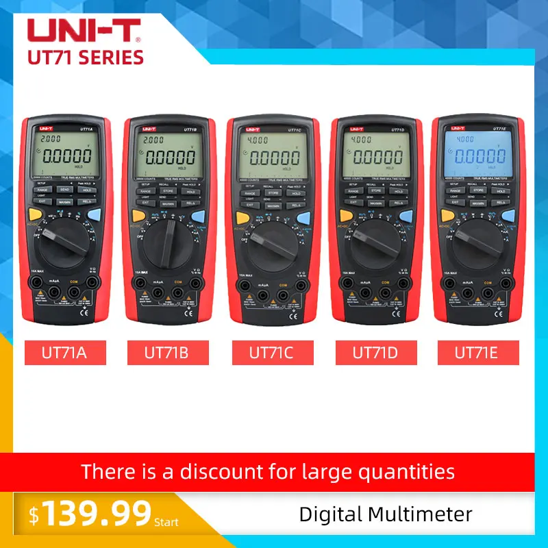 UNI T UT71A/UT71B/UT71C/UT71D/UT71E Интеллектуальные цифровые мультиметры среднего размера