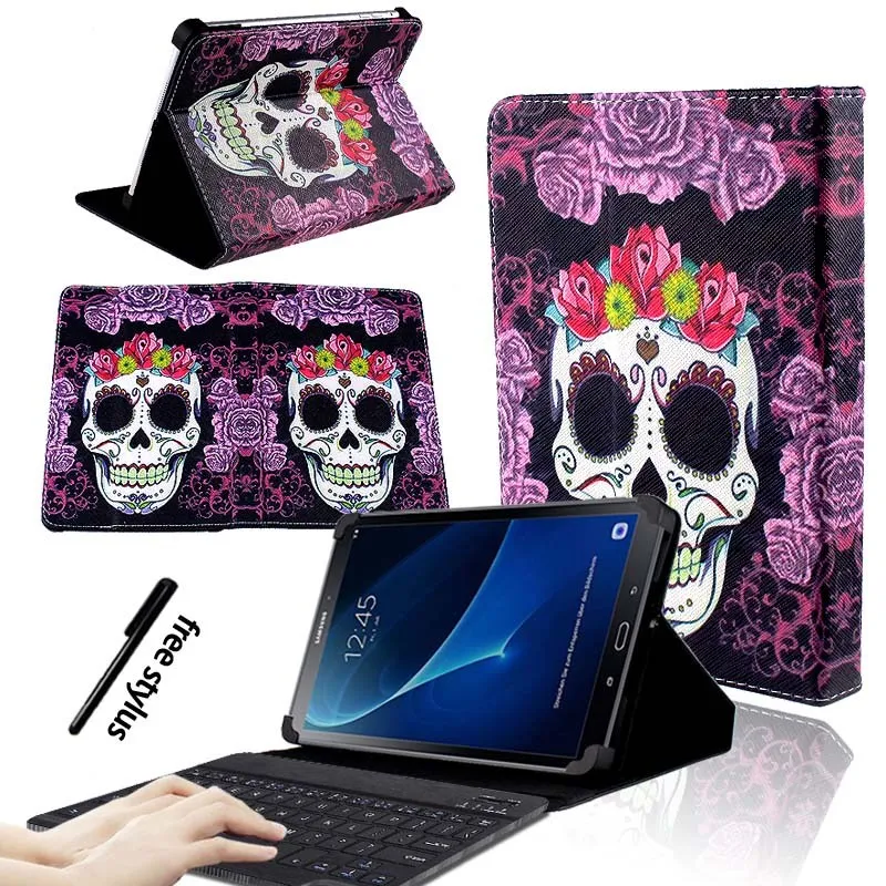 KK&LL для samsung Galaxy Tab A A6 10,1 T580 T585()-кожаный чехол-подставка для планшета+ bluetooth-клавиатура - Цвет: Purple Skull