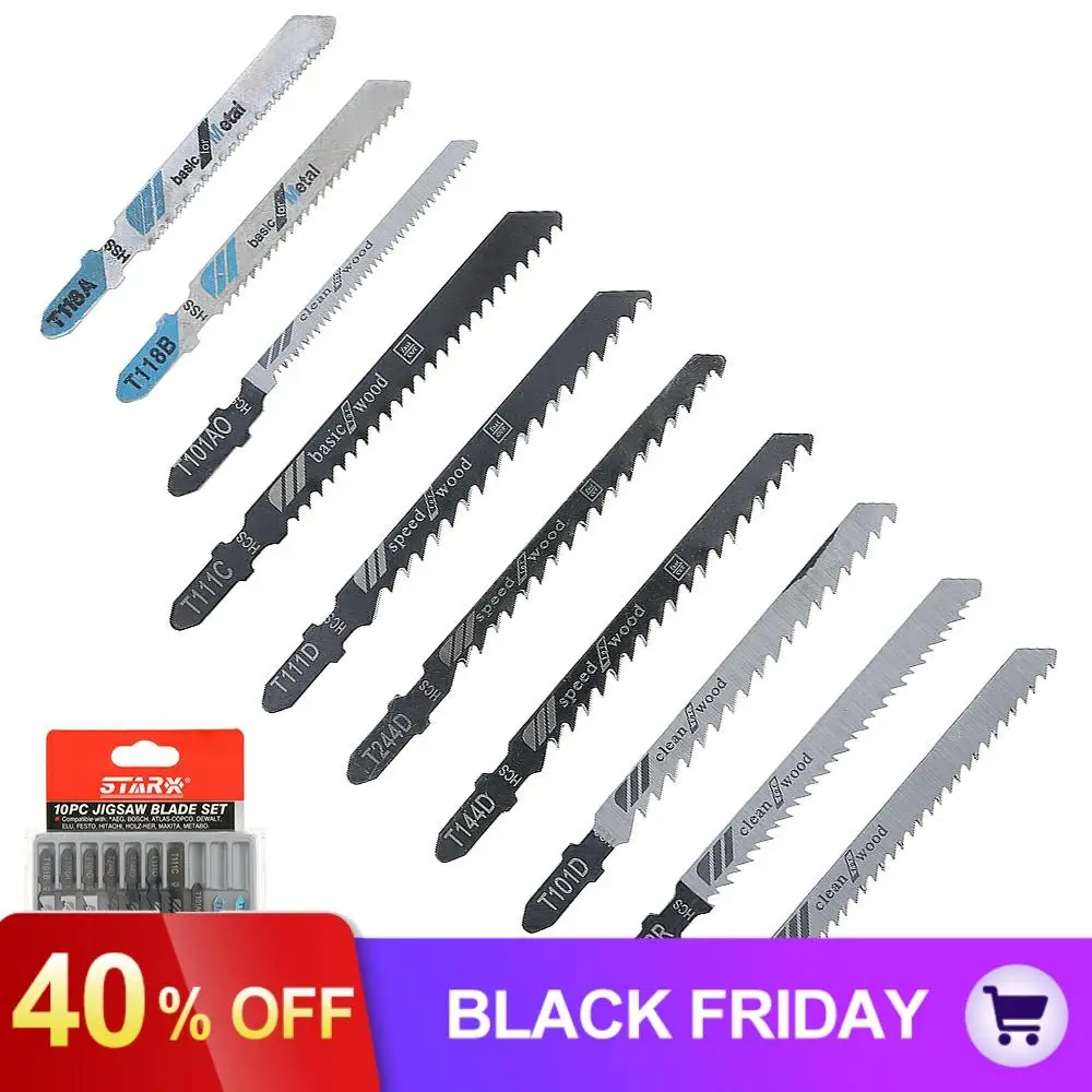 

10pcs/lot HSS HCS Combination Reciprocating Saw Blades Straight Cutting Jig Saw Blade for Plastic PVC Woodworking Jigsaw Blade