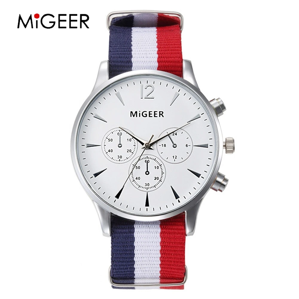 

MIGEER Fashion Simple Watch Couple Fabric Watches Women Men Big Dial White Couple Watches Quartz Wristwatches relojes pareja
