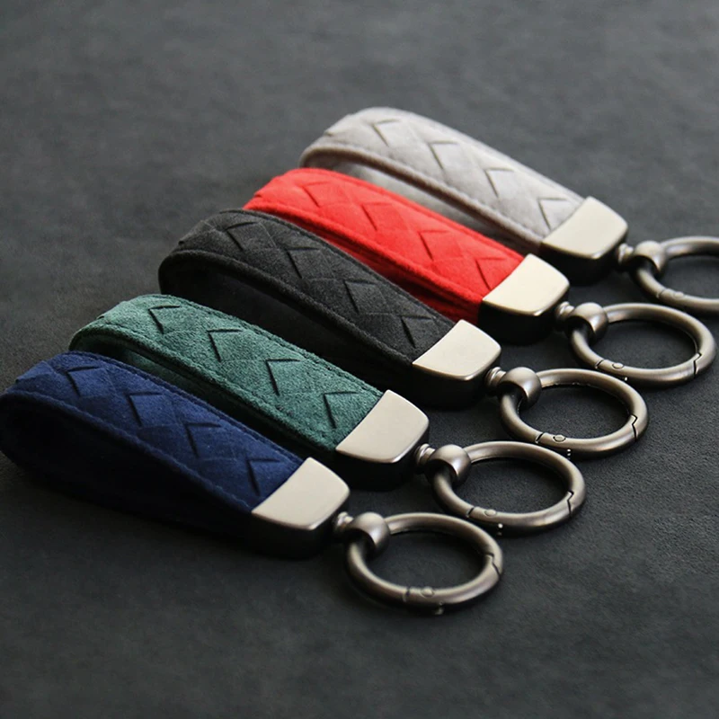 High-Grade Suede Leather Car Key Chain Luxury Key Rings Holder Buckle Alcantara Bag Pendant Charms Best Gift for Christmas Xmas - Image 4