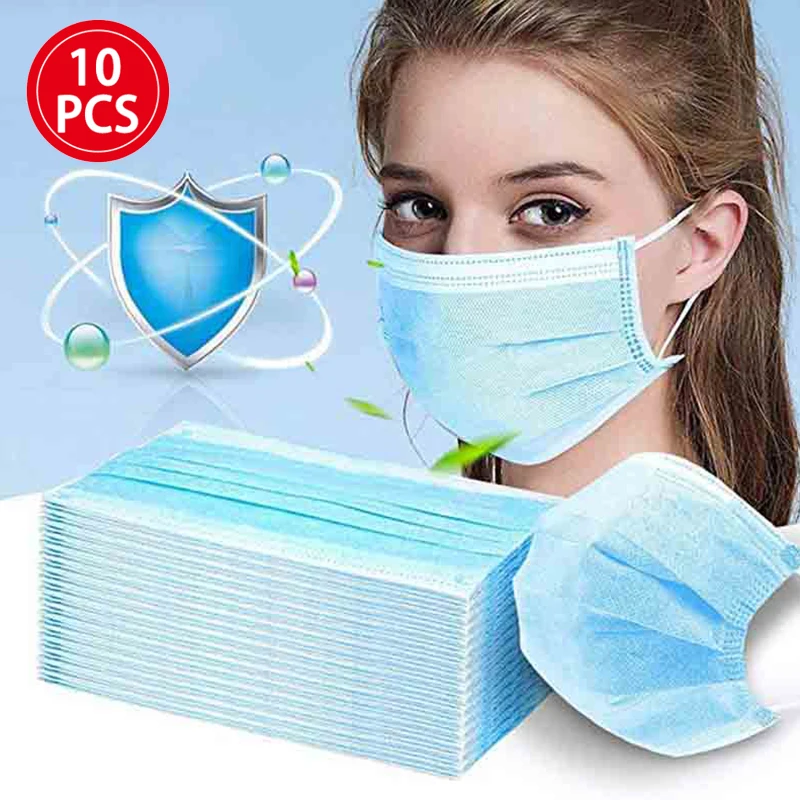 

10/20/50/100pcs Antivirus 1 Disposable Mask Virus Nonwove 3 Layer Ply Filter Mouth Face Mask Dust BFE95 Meltblown Mouth Masks