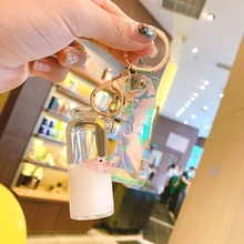 Встряхивание голосовой сети красный плавающий молоко свиная кожа поток бутылка кулон брелок бутылка для песка масло Копилка сумочка кулон