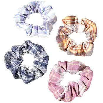 

4pcs Woman Lattice Pattern Hair Ring Delicate Hair Tie for School Party