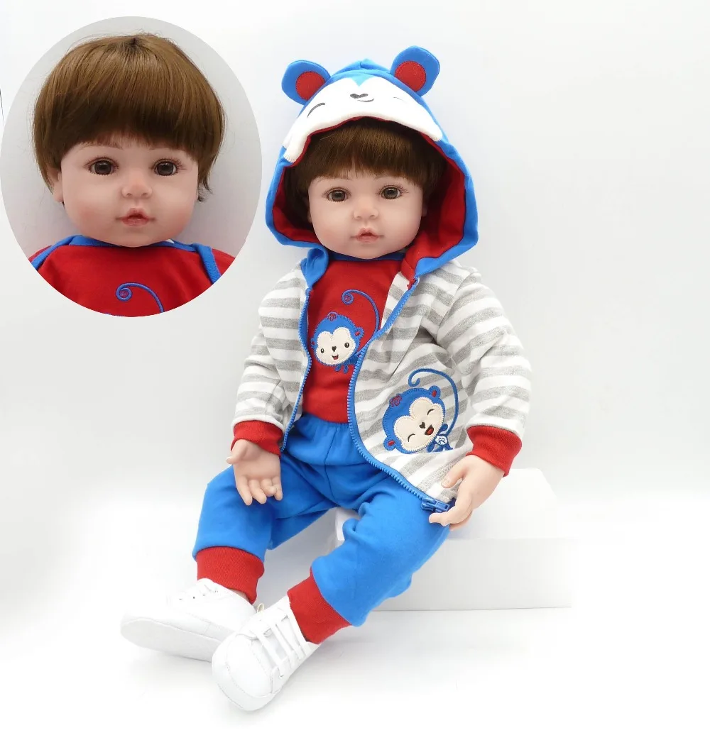 

reborn toddler boy 47cm Soft Silicone bebe Doll Reborn Baby Toy For Girls Baby Birthday Gift For Child Bedtime Early Education