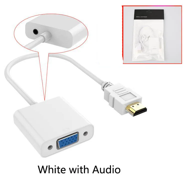 HDMI-VGA кабель конвертер мужчин-конвертер с разъемом адаптер 1080P цифровой аналоговый видео аудио для ПК ноутбука планшета - Цвет: Black with Audio