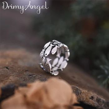 

Punk Vintage 925 Sterling Silver Fish Rings For Women Men Retro Rings Wedding Jewelry Anillos Mujer