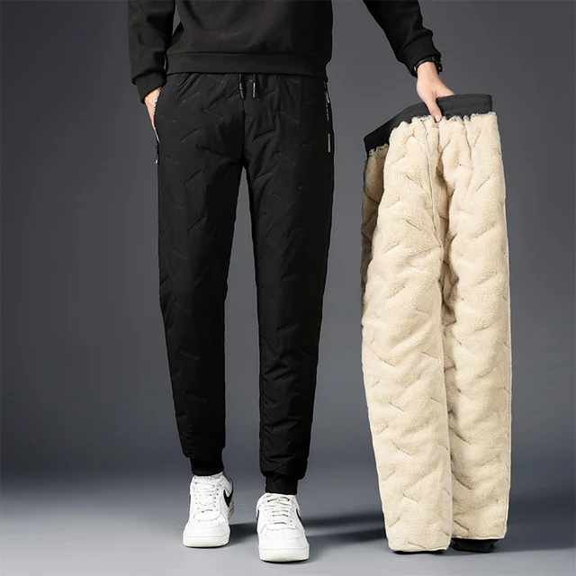 Зимние теплые толстые мужские штаны из овечьей шерсти с мягкой подкладкой 2