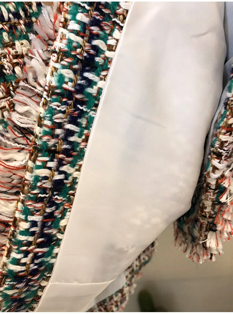 2019 осенняя и зимняя модная винтажная шикарная твидовая куртка, элегантная женская клетчатая длинная куртка с карманами, воротник с
