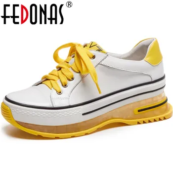 

FEDONAS Fashion Mixed Colors Women's Sneakers Genuine Leather Platform Cross Tied Flats Autumn Newest Party Running Shoes Woman