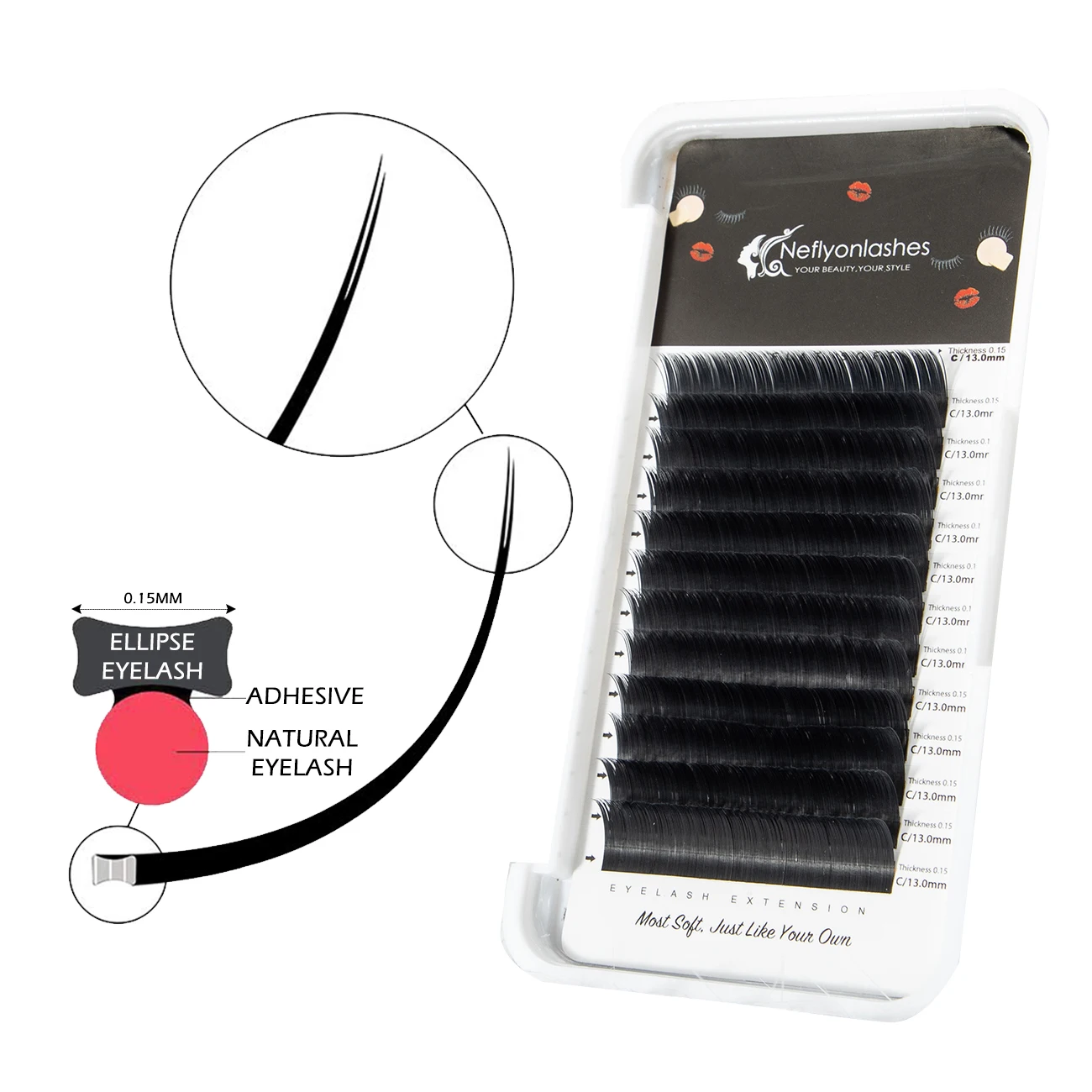 Neflyonlashes эллипс плоское наращивание ресниц корейские Индивидуальные Поддельные норковые ресницы натуральные Мягкие Накладные Ресницы C D Curl