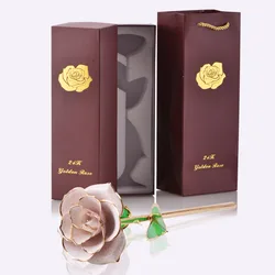 24k Gold Dipped Rose with Stand - Eternal Symbol of Love in Elegant Gift Box (White Gold Rose)