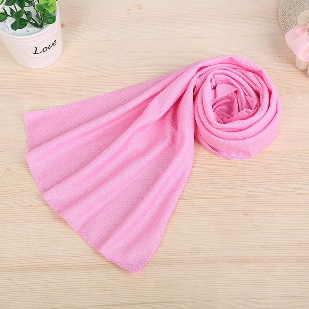 Южнокорейское волшебное холодное полотенце, спортивное, летнее, стойкое, холодное полотенце, монохромное, полностью полиэфирное, холодное, шелковое полотенце - Цвет: pink