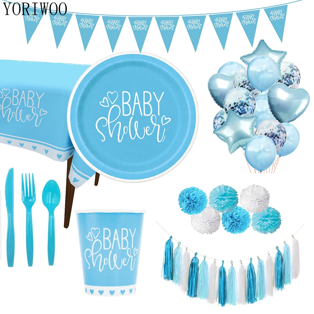 YORIWOO Babyshower Disposable Party Tableware Its A Boy Girl Gender Reveal Baby Shower Favors 1st Birthday Decorations Kid | Дом и сад