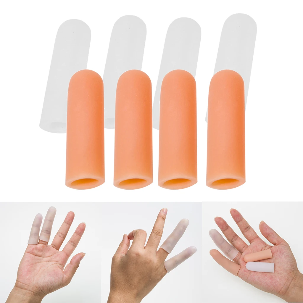 4 Pairs Silicone Finger Arthritis Protective Splint Cap Cover Sleeves Tubes