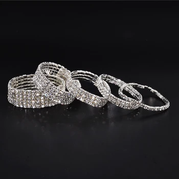 

High Quality Fashion Women Gilr Stretch Elasticity Rhinestone Crystal Shiny Bracelet Bangle Party Wedding Bracelet Gift 5 Style