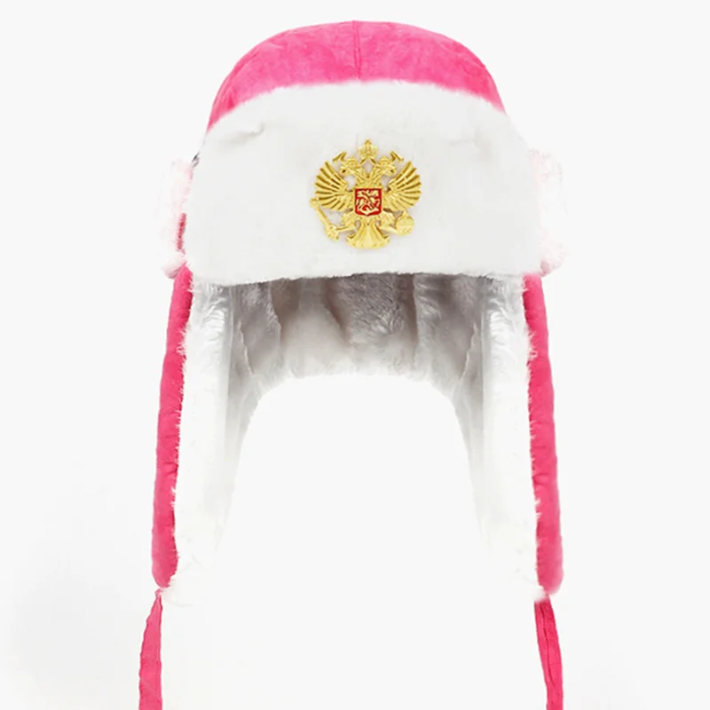 Men Russian national emblem Lei Feng Winter Hat Aviator Outdoor Ear Flaps Bomber Cap Russian Hats winter hat earflap hat
