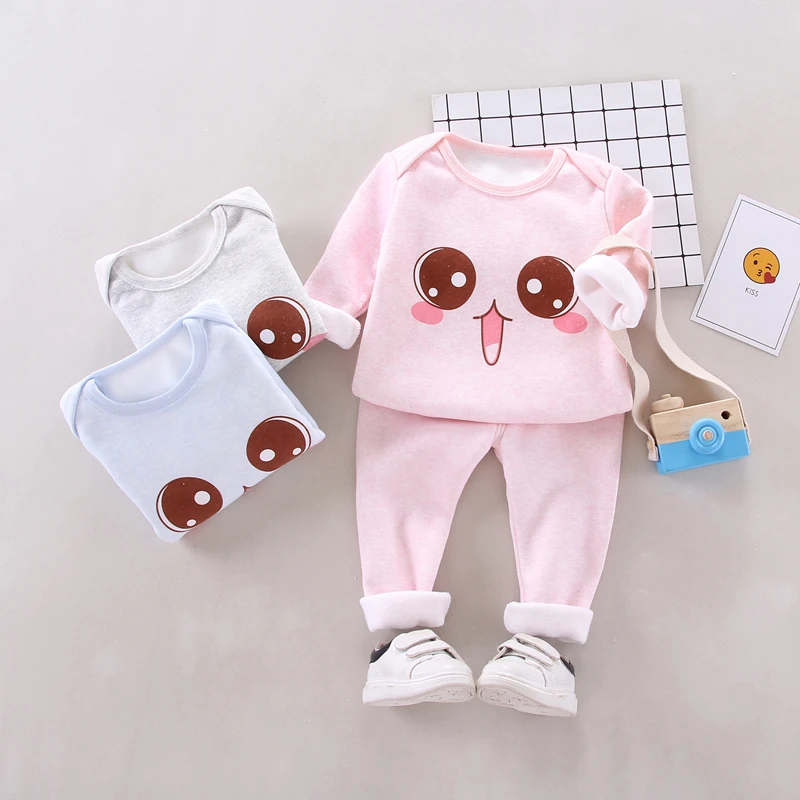 

IENENS Toddler Warm Clothes Set Winter Boys Clothing Suit Baby Girl Thick O-neck Long Sleeve Pullovers + Pants Outfit 1-4 Years