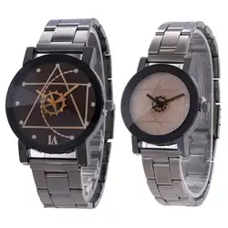 Винтажные уникальные простые мужские и женские часы с Круглым Циферблатом из нержавеющей стали аналоговые Модные кварцевые наручные часы