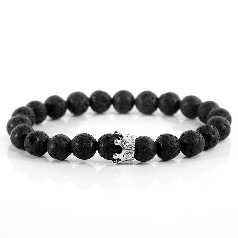 Volcanic-Silver Модный матовый камень, браслеты из бисера для женщин, корона, стразы, женский браслет, ручная работа, очаровательные ювелирные изделия для друзей, подарок для пары - Окраска металла: Volcanic-Silver