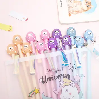 

12pcs Cute Gel Pen Japanese Creative Kawaii Alpaca School Stationary Ink Pens for Students with Pendant Cartoon Office Supplies