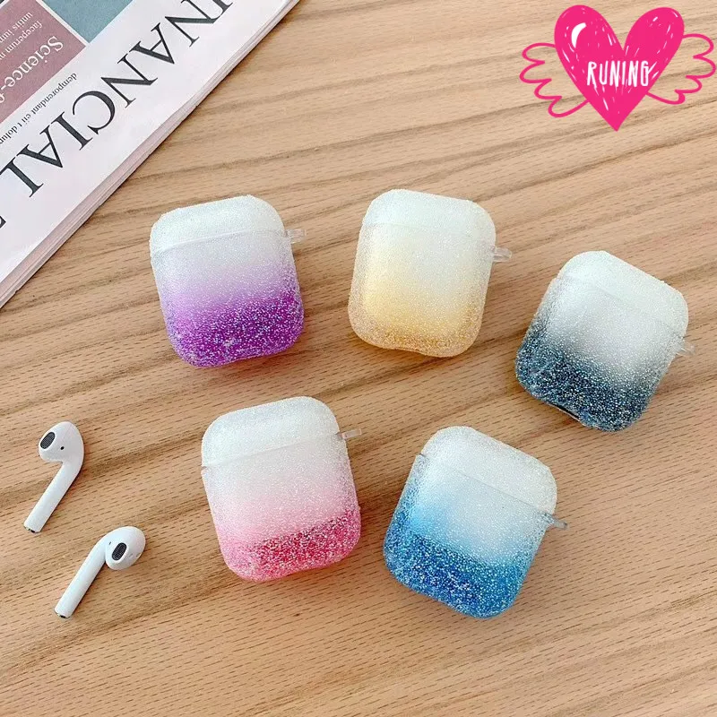 

For Airpods Case Headphones Wireless luxury Cover For Airpod 1 2 Cases Girls Gradient Crystal Diamond Shiny Glitter Bling Soft