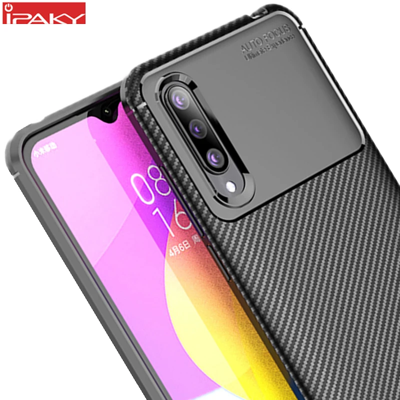 

for Xiaomi Mi CC9 Case IPAKY CC9e Case Silicone Carbon Fiber Hybrid Armor Shockproof for Xiaomi Mi CC9e Case