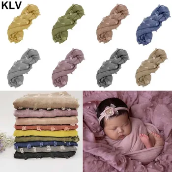 

Newborn Retro Elastic Wrap Baby Photography Dye Old Style Blanket Infants Kids Photo Basket Filled Decorative Gauze Props