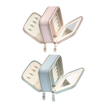 

CASEGRACE Double Zipper Portable Jewelry Storage Box Ring Earring Necklace Jewelry Box