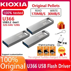 Kioxia u366 usb pen drive 128gb carro de alta velocidade computador usb pen drive prata usb3.2 metal escudo notebook anteriormente toshiba