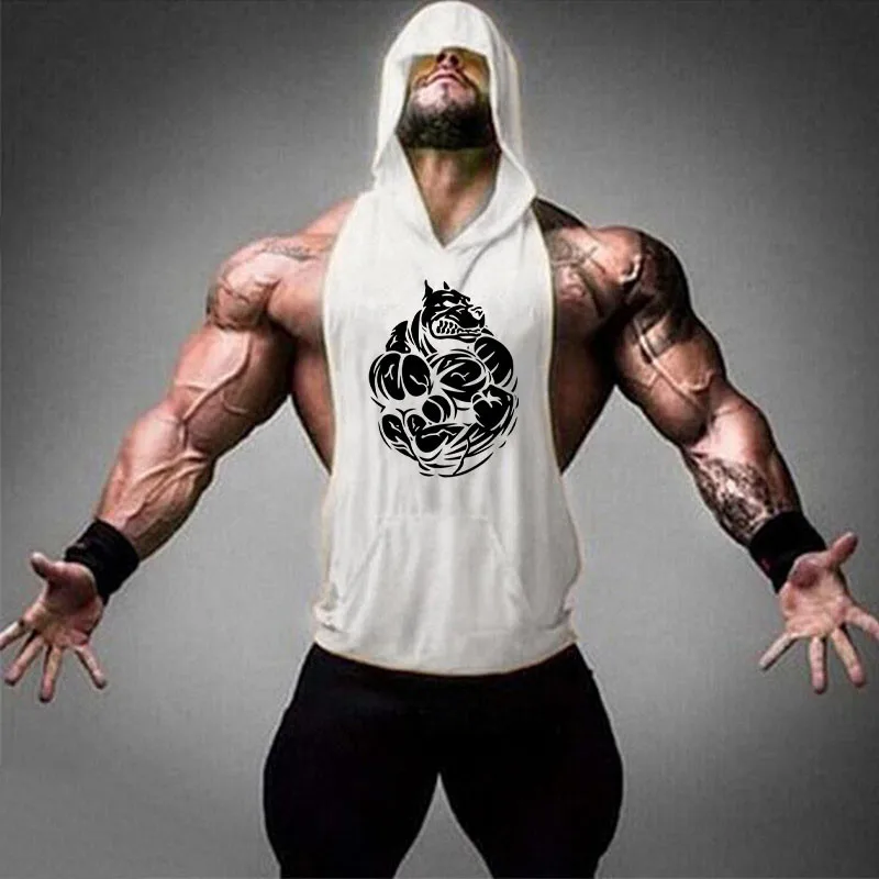 

Summer Brand Fitness Tank Top Men's Bodybuilding Vest 2020 Gyms Clothing Fitness Men Shirt Cotton Hooded Vests Muscle Singlets