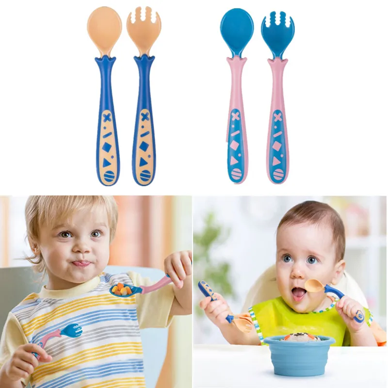 Baby Utensils Feeding Spoon Fork Set Travel Safe Case Toddler Babies