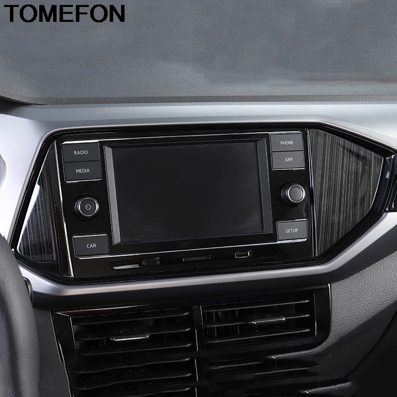 

TOMEFON For Volkswagen T-Cross 2018 2019 2020 Navigation Screen Monitor Panel Cover Trim Interior Accessories Stainless Steel