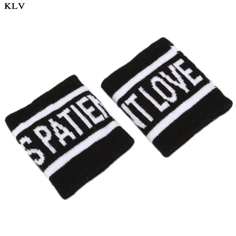 P 2Pcs/Pair Adult Kids Running Sports Sweatband Hip-Hop Letters Colored Striped Dancing Wrist Support Brace Wraps Guards - Цвет: P