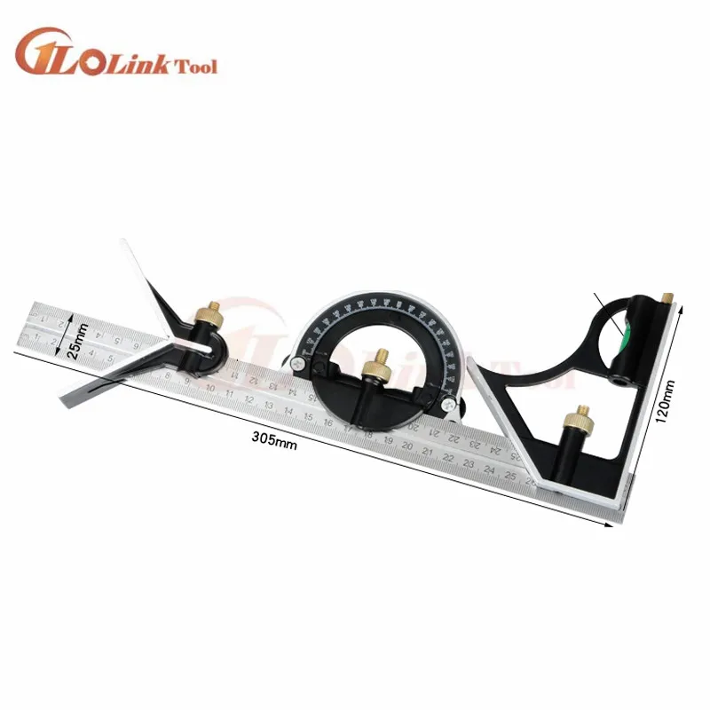 3 In1 Adjustable Ruler Multi Combination Square Angle Finder Protractor 300mm/12