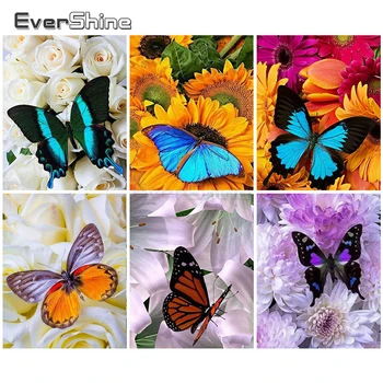 

EverShine DIY Painting By Numbers Butterfly Coloring By Numbers Animals Hand Painted Drawing Canvas Home Decor