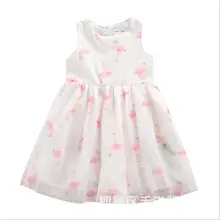 Платье с фатиновой юбкой и рисунком фламинго для девочек; Летние сетчатые платья принцессы для маленьких девочек; элегантный сарафан для девочек; одежда для детей;