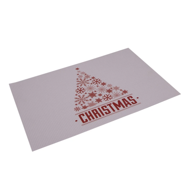 Christmas Heat Insulation PVC Placemat Rectangle Weave Coffee Cup Bowl Mat Set of 6 Pcs