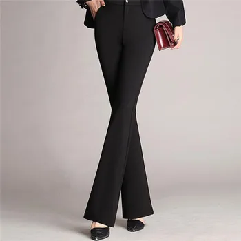 

Women Pants Fashion Solid Bell-bottoms Pants Female Solid Full Length Trousers Pantalon Femme Elegante