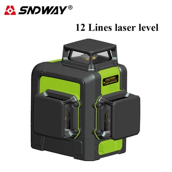 

Sndway 12 lines Laser Level Red/Green Beam 2 lines Vertical and Horizontal 3D Automatic Self Leveling 360 Degree level