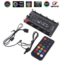 Adaptateur de ventilateur de refroidissement RGB 2 en 1, PWM, LED ARGB, contrôleur HUB de synchronisation 1 à 8 Multi Way, 5V, 3 broches, adressable AURA ARGB